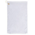 Mid Weight Hemmed Golf Towel w/ Upper Left Hook & Grommet (White Imprinted)